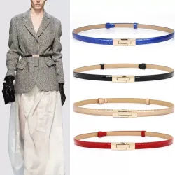 Damen-Gürtel aus dünnem Leder für Kleid, verstellbar, elastisch, dünn, Cinch-Taille mit Legierungsschnalle für Damen, Hochzeitskleid-Dekoration