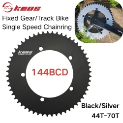 KEOS 144BCD Fahrrad-Festgangkettenblatt, Single-Speed, CNC-Aluminiumlegierung, Kettenblatt 44T-70T für 1/2