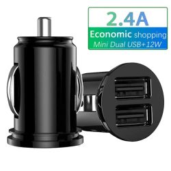 Dual-USB-Autoladegerät, 5 A, schnelles Aufladen, 2 Anschlüsse, 12?24 V, Zigarettenanzünder, Feuerzeug, Auto-USBC-Ladegerät für alle Smartphones ? Adapter