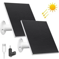 VODOOL, 20W 5V Solarpanel IP65 Wasserdichtes Solar-Ladepanel für Außen-Sicherheitskameras Micro-USB & Typ-C Anschluss 9,8 Fuß Ladekabel