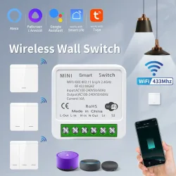 Tuya WiFi Smart Switch 433 Mhz Relais Empfänger Wireless 1/2/3 Gang 86 Wand Panel Schalter APP Steuerung Funktioniert mit Alexa Google Hause