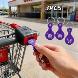 3er-Set Einkaufswagenchip-Schlüsselanhänger, 3D-Kunststoff-Trolley-Entriegelungswerkzeug, kompaktes, wiederverwendbares Supermarkt-Zubehör