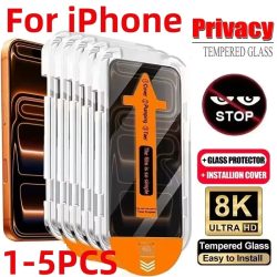 1?5 Stück ölabweisende Beschichtung, staubfrei, einfache Installation, Sichtschutz-Displayschutz für iPhone 16, 15, 14, 13, 12, 11, 17ProMax XR 16 Plus