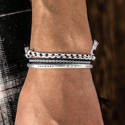 Stück oder 3/Set Herrenarmbänder, klassische 925er Silber vergoldete Armbänder, schwarz-weiß, handgefertigtes Knotenseil, 2023, trendiges Set, Schmuck