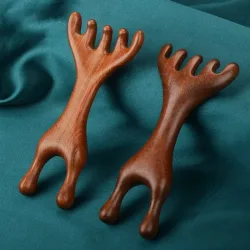1Pc/2Pcs Doppel Headed Körper Meridian Massage Kamm Hirsch Geweih Sandelholz Holz Therapie Massage Kamm Anti-statische Werkzeug