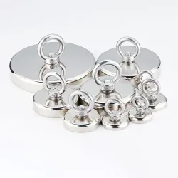Superstarker Neodym-Angelmagnethaken N52, robuster Seltenerdmagnet mit Senkloch, Ringschraube, 16?90 mm Bergungsmagnet