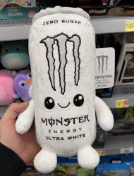 Neues zuckerfreies weißes Monster-Energy-Drink-Plüschtier mit realistischem Öffnungsring, Geschenk, Raumdekoration, Sofa-Deko, Kindergeburtstagsgeschenk