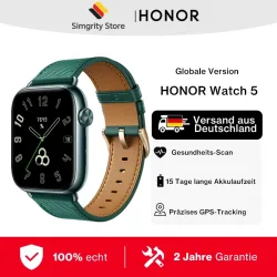 Honor, HONOR Watch 5, Globale Version, Smartwatch, Präzises GPS-Tracking, Schneller Gesundheitsscanner, 1,85-Zoll Großes Display, GPS-Unterstützung, IP68