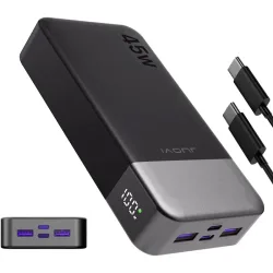 JUOVI Powerbank 20000mAh 45W Tragbares Schnell-Ladegerät Externer Akku 4 Anschlüsse für MacBook, Samsung, Dell, HP, Tablet, iPhone 17 16 15 14 13 und Mehr