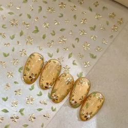 Golden Leaf Fünf Blütenblatt Blume Nagel Aufkleber Bronzing Frühling Blumen Selbstklebende Rückseite Blüte Nagel Slider Dekoration Zubehör