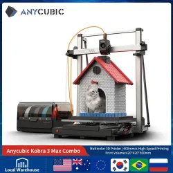 ANYCUBIC Kobra 3 Max Combo FDM 3D-Drucker Bis zu 600 mm/s Maximale Druckgeschwindigkeit Massive Bauvolumen 500 * 420 * 420 mm Intelligente APP-Steuerung