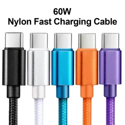 Nylon Geflochtenes 60W Typ-C-Kabel für iPhone 15 16 17 Pro Max 1m 2m 3m USB-C zu Typ-C Schnellladekabel für Samsung Xiaomi Huawei