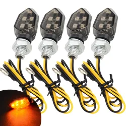 2/4 Stück Mini Motorrad Rauchglas Blinker 5LED 12V Bernsteinfarbene Blinkleuchte Zweiadrig für Kawasaki Honda BMW KTM