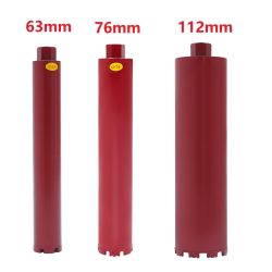 63 mm/76 mm/112 mm Kernbohrer, trocken/nass, diamantverstärktes Beton, Kernbohrwerkzeug, Bohrtiefe 410 mm Bohrerrohr, rot