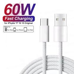 60 W USB-C-Telefonkabel für iPhone 16 15 17 Pro Max 17 Air Plus Schnellladung Typ-C-Lade geflochtene Kabel USB auf Typ-C-Datenleitung