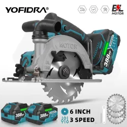 YOFIDRA 6 Zoll bürstenlose elektrische Kreissäge Handheld Holz PVC Rohr Schneidwerkzeug mit 55 mm Schnitttiefe für Makita Batterie Pin