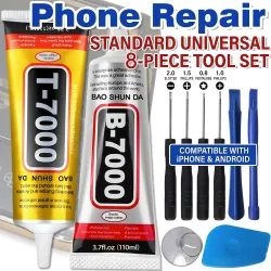 B7000 Universal-Haftvermittler für Handy-Displays, Klebstoff T7000 Superkleber schwarz, extra stark, Reparaturwerkzeug für Handys, Demontage- und Reparaturset für iPhone, Kombischraubendreher,