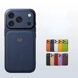 Personalisierte Gold-Silber-Initialen-Lederhülle für iPhone 15 14 13 17 Pro Max 14 16 Plus 17 Air Luxus-Objektivschutz-Cas