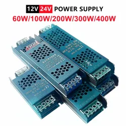 Ultradünner 12V/24V LED-Netzteiladapter 60W 100W 200W 300W 400W Beleuchtungstransformator 5A 12A LED-Streifenschalter Treiberlampe