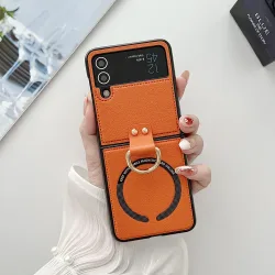 PU-Leder-Handyhülle für Samsung Galaxy Z Flip 7, FE 6, 5, 4, 3, mit Ringhalter für Magsafe, magnetisches kabelloses Laden, Flip6