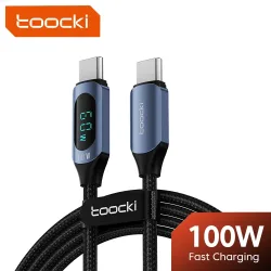 Toocki 100 W USB-C-Kabel für Samsung auf 5 A, LED-Digitalanzeige, Hochgeschwindigkeits-Typ-C-Kabel für Xiaomi POCO Huawei USB-Ladegerät, Datenkabel