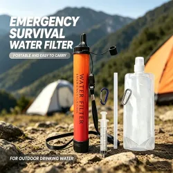 1 Stück Outdoor-Wasserfilter, Persönliches Strohhalm-Wasserfiltrationssystem, Notfall-Überlebens-Wasserreiniger für Camping, Wandern, Klettern