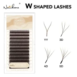 NATUHANA, NATUHANA Braune W-förmige 2D 3D 4D 5D W natürliche weiche automatische Blüte vorgefertigte Fächer-Wimpernverlängerungen