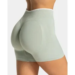 Nahtlose Gym-Sportshorts für Damen mit Farbblockierung, hochelastisch, eng, hohe Taille, Hüftheben, Yogahose, Laufsport-Shorts