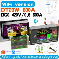 DC 0-420V Tuya WiFi Smart Lithium-Batterie Kapazitätsdetektor DC Digital-Anzeige Strom-Spannungs-Coulomb-Leistungsmesser DT20W