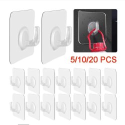 5/10/20Pcs Selbst-klebe Haken Transparent Tür Wand Haken Kind Schwere Last Rack Küche Bad handtuch Schlüssel Rack Klebrigen Haken