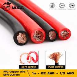 Wohnmobil-PVC-Kupferdraht, flexibler Draht, weich, schwarz, rot, Elektrokabel, Auto-LED-Lautsprecher, Audio-Stromversorgung, Autoverkabelung, 1, 2, 4, 6, 8, 10, 12, 14 AWG