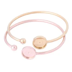 2 Stück Edelstahl Roségold Biegsame Manschettenarmband Basisrohlinge Passend für 12 mm Cabochon-Armreif-Fassungstabletts Diy Schmuckzubehör