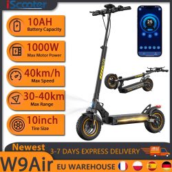 1000W Maximalleistung Elektroroller iScooter 10 Zoll W9Air Offroad-Reifen Elektro-Kick-Scooter 40KM Reichweite 10Ah 40KM/H Scooter für Erwachsene
