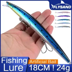 FLYSAND Angelköder Angeln Harter Köder Wobbler Isca Künstlicher Pesca Meer Wobbler Schwimmköder Big Laser Minnow 18 cm/24 g