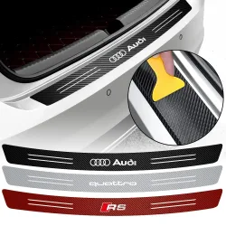 Kohlefaser Auto Heckklappen-Stoßstangenschutz Aufkleber Emblem Dekor für Audi Quattro A3 A4 B8 8P B9 Q3 Q5 Q7 A1 A6 RS Zubehör