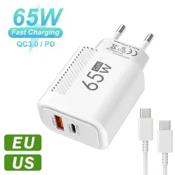 65 W USB-C Ladegerät GaN Schnelle Lade PD Typ C Kabel Handy Adapter Für iPhone 16 Xiaomi Samsung Xiaomi QC 3,0 Wand Ladegerät