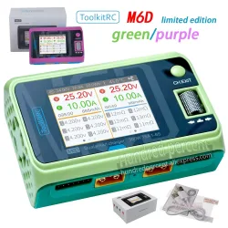 ToolkitRC M6D Grün Lila 500W 15A DC Dual Channel Smart Ladegerät Entlader Für 1-6S Lipo Batterie FPV Modell Ersatzteil Ersetzen