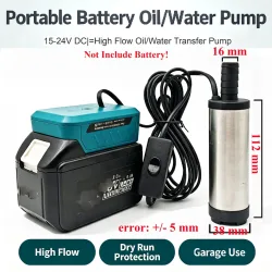Elektrische Auto-Ölpumpe für Makita 18V Lithium-Batterien, automatische Förderpumpe für Diesel, Öl, Wasser, tauchfähig, 12L/Min, Kraftstofftransferpumpe