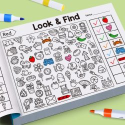 Kindersuchspiel für Gegenstände, verbessert die visuelle Wahrnehmung, lustiges Malbuch, Fokus und Aufmerksamkeit, Handschrift-Übungsbuch