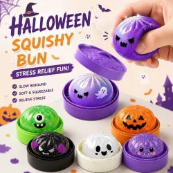 Halloween Dumpling Stressball mit Glitzer ? Halloween Dumpling Druck-Squishy Stressabbau-Fidget-Spielzeug für Erwachsene als Geschenk