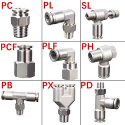 Schnellverschluss-Pneumatikverbinder aus 304 Edelstahl PCF PL PLF SL PC PB 1/8 1/4 1/2 BSP Steckbare Schlauchanschlüsse