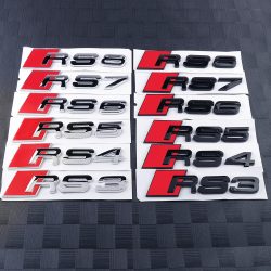 1 Stück 3D ABS Auto-Karosserie Heck-Dekorationsaufkleber Auto-Modifikationszubehör für Audi RS3 RS4 RS5 RS6 RS7 RS8 Emblem