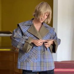Stilvolle doppelseitige Mantel Frauen Casual Chic lose gestreifte Windjacke Herbst modische Designer Y2k auffällige Streetwear