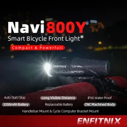 Enfitnix Navi800Y Fahrrad-Smart-Scheinwerfer für Rennrad und MTB, USB-Aufladung, Wasserdicht, Automatischer Start-Stopp, Vorderlicht