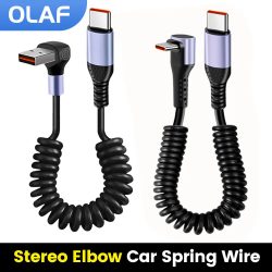 66 W 100 W Typ C auf Typ C Kabel für iPhone 15 Huawei Xiaomi Samsung Auto Federkabel 6A kurzes Schnelllade-USB-C-Kabel