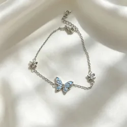 dibeillia, Modisches Leuchtendes Schmetterlings-Armband für Frauen Exquisite Blaue Schmetterlings-Halskette Charms Party-Schmuck Geschenke