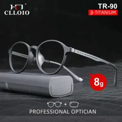 CLLOIO Ultraleichte TR90 Anti Blue Ray Lesebrille Männer Frauen Klassische Runde Titan Beine Myopie Rezept Optische Brillen