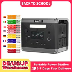 SOLARPLAY Camping Tragbares Kraftwerk Solargenerator 2400 W 2160 Wh AC-Steckdosen 12 Ausgangsanschlüsse vollständig aufgeladen in 1,5 Stunden