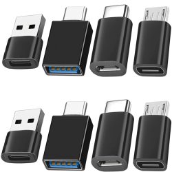 8 Stück USB-zu-USB-C-Adapter, USB-Typ-C-Buchse auf USB-Adapter, Micro-USB-zu-USB-C-Buchse, männlich, Konverter-Anschluss, für Laptop, Auto