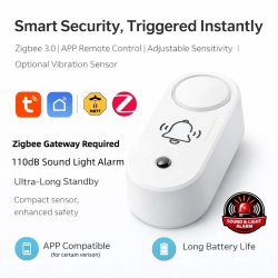Zigbee Sirenenalarm Smart Home Vibrationssensor Erkennung Sicherheitsalarm TUYA Smart Life & Zigbee 2mqtt Version Kompatibel mit Gateway